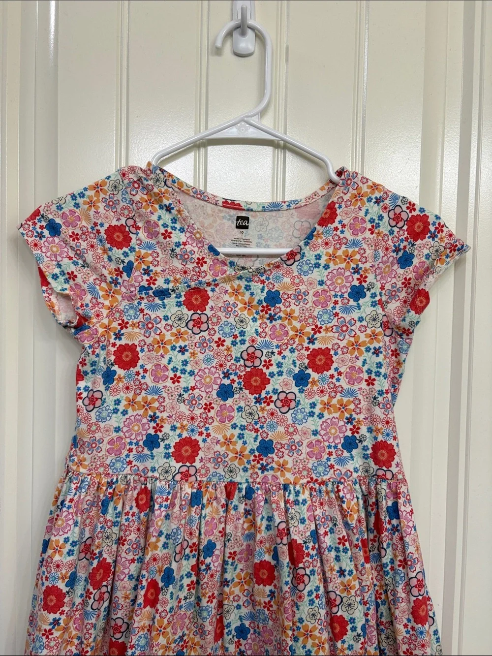 Tea Girls Floral Cap Sleeve Dress - Pink Multi